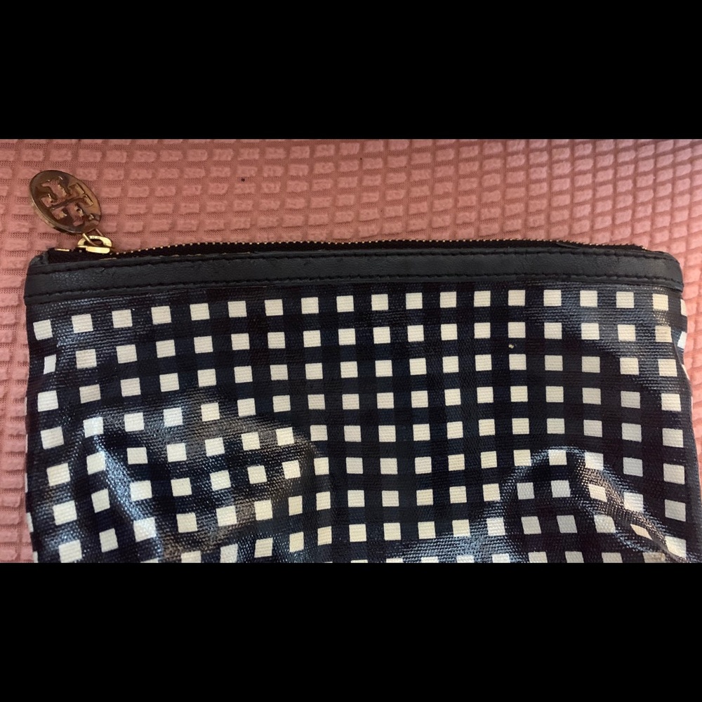 Tory Burch Kerrington Navy Gingham Make-Up Bag